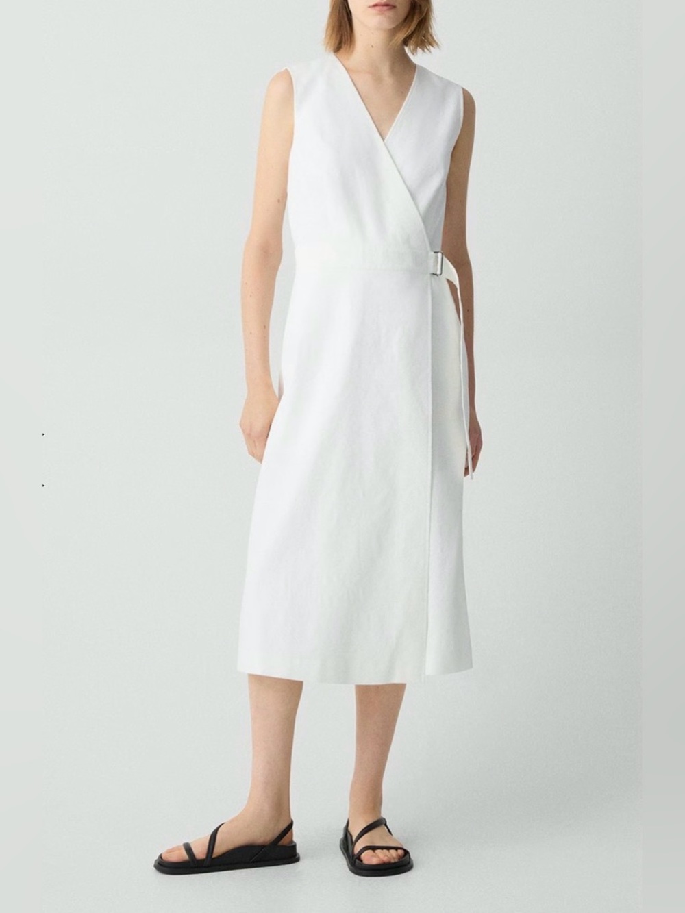 NWT ✨Theory
Sleeveless A-Line Wrap Dress in Good Linen
